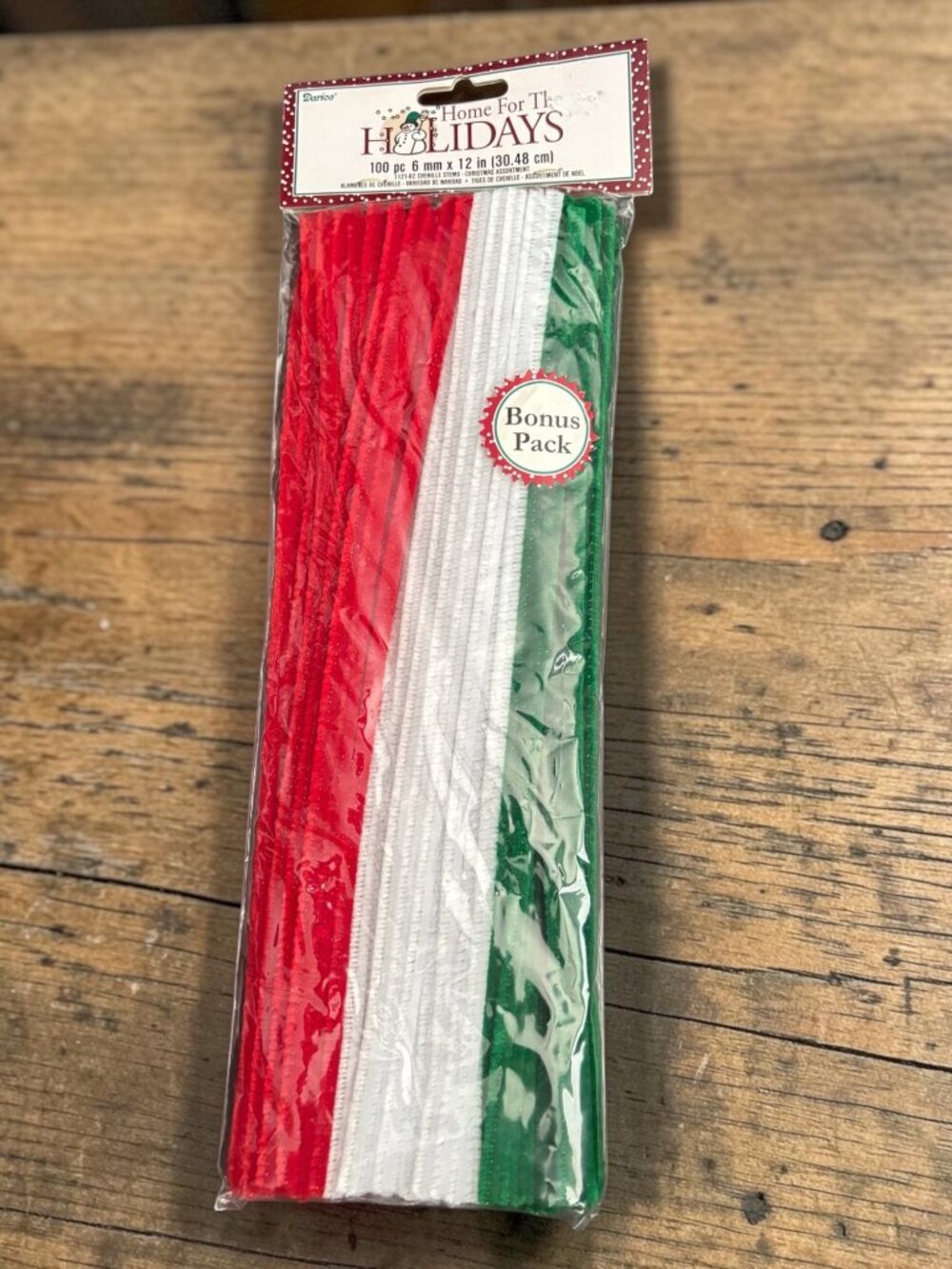 Darice Home For The Holidays Chenille Stems 100 Pc 6mm X 12in Red White Green Bo